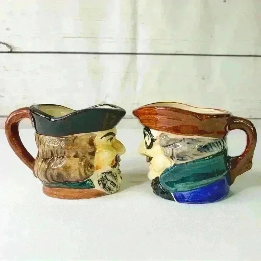 (2) Vintage Toby Mugs Cups Jug Pitcher Creamer Character Colonial Man Face Japan - Picture 3 of 8